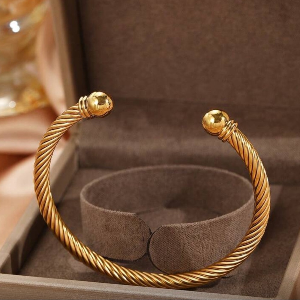 Gold Twisted Cuff Bracelet